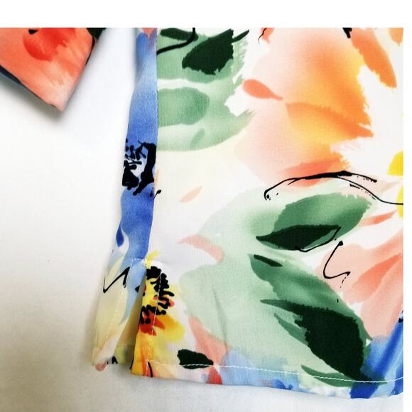 VTG Floral Blouse Joanna Petite Button Up Shirt Women's Medium 3/4 Sleeve - Picture 6 of 9